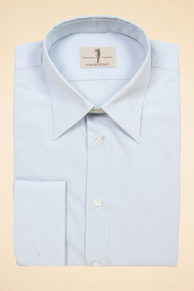 A. MARCHESAN BLUE-GREY SHIRT WITH "AQUILEIA" COLLAR AND FRENCH CUFFS