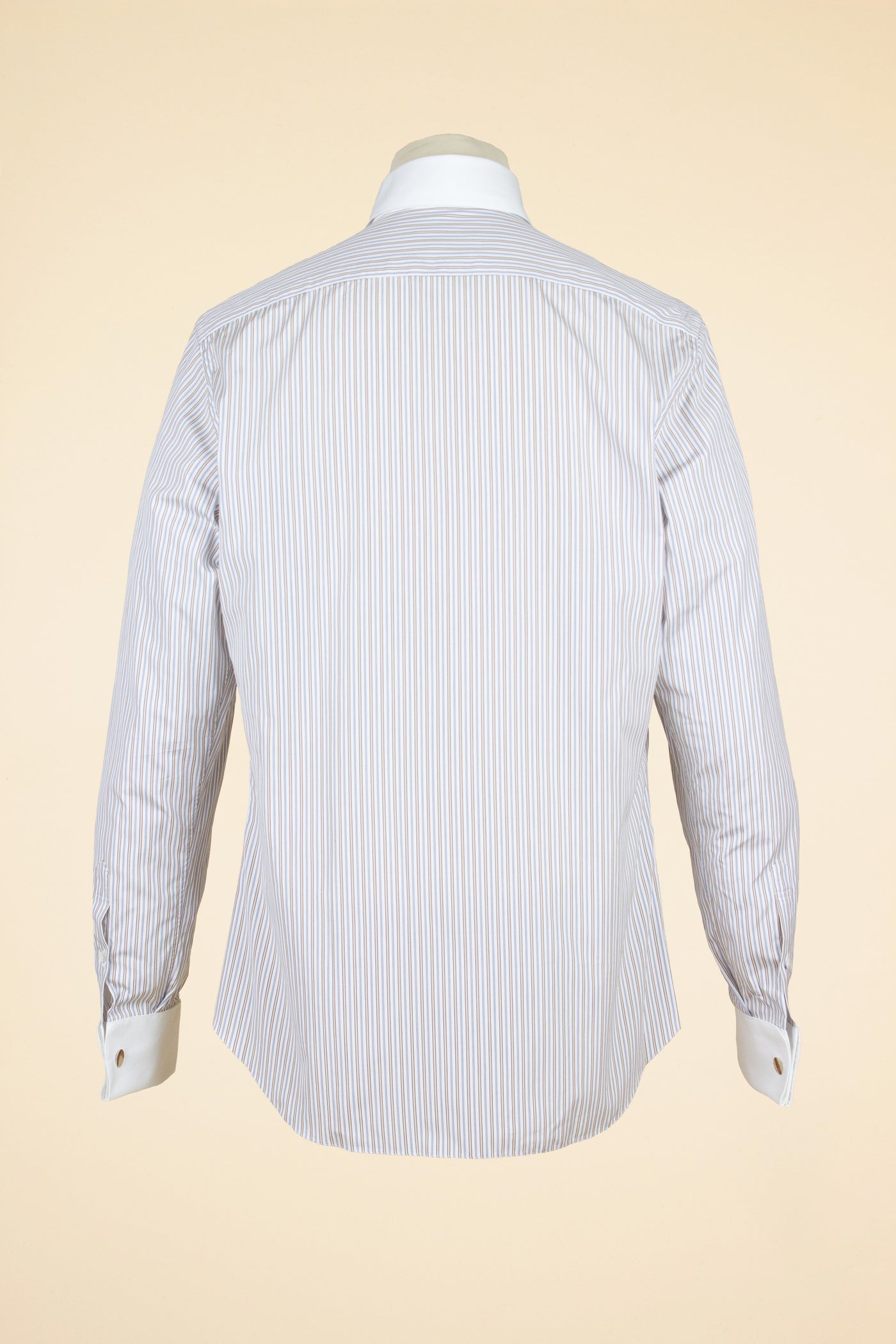 A. MARCHESAN STRIPED SHIRT WITH WHITE "LIGNANO" CLUB COLLAR AND WHITE FRENCH CUFFS
