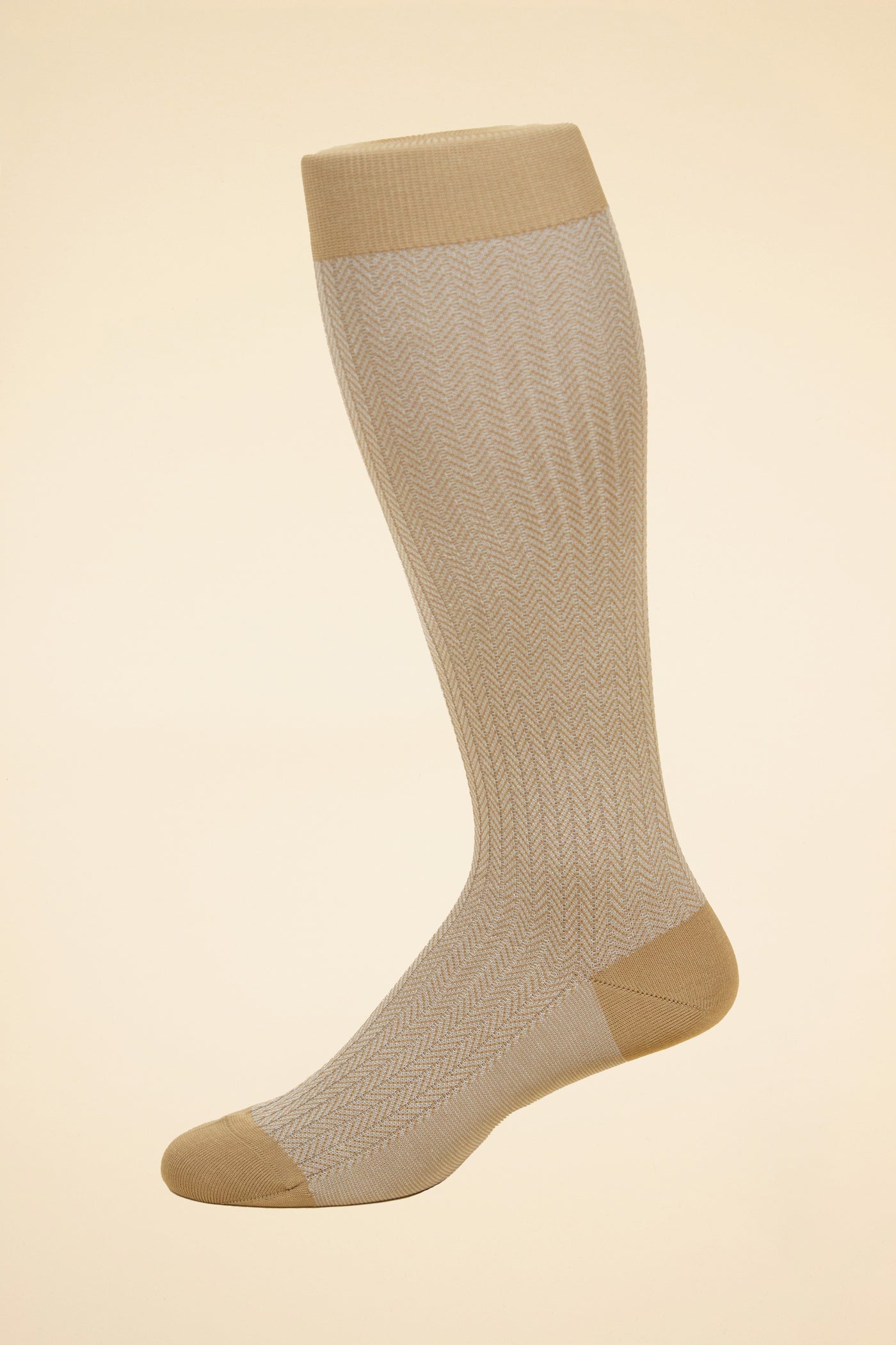 PANTHERELLA FABIAN HERRINGBONE OVER-THE-CALF SOCKS COLOUR LIGHT KHAKI SIZE M (EU 41-44)