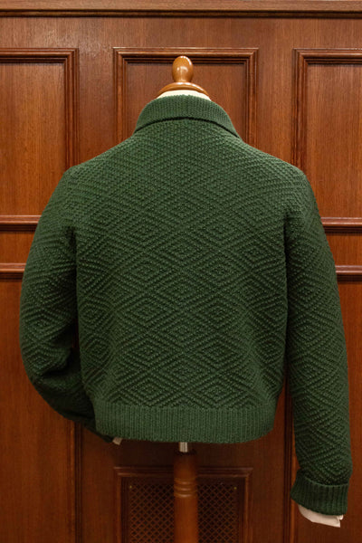 A. Marchesan "Laggarsvik" knitted shawl collar wool cardigan forest green