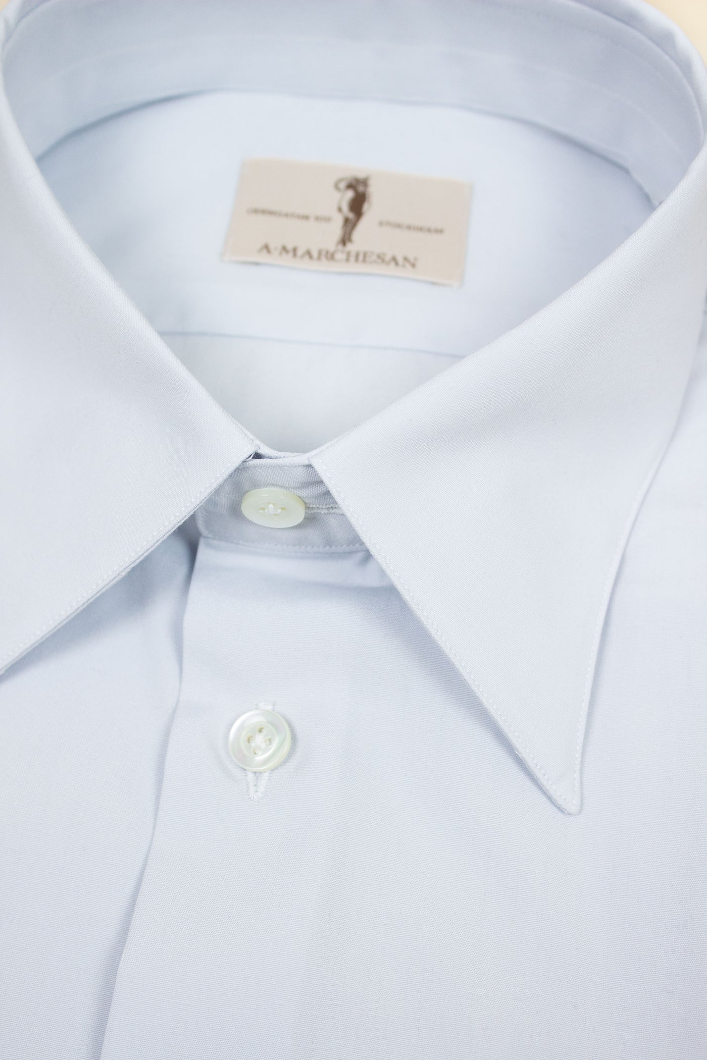 A. MARCHESAN BLUE-GREY SHIRT WITH "AQUILEIA" COLLAR AND FRENCH CUFFS