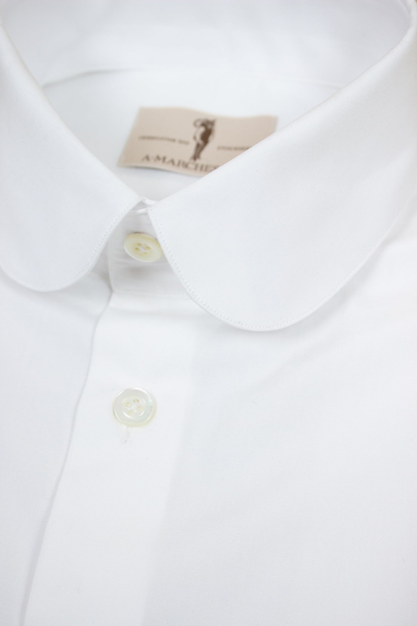 A. MARCHESAN WHITE SHIRT WITH  "LIGNANO" CLUB COLLAR AND FRENCH CUFFS