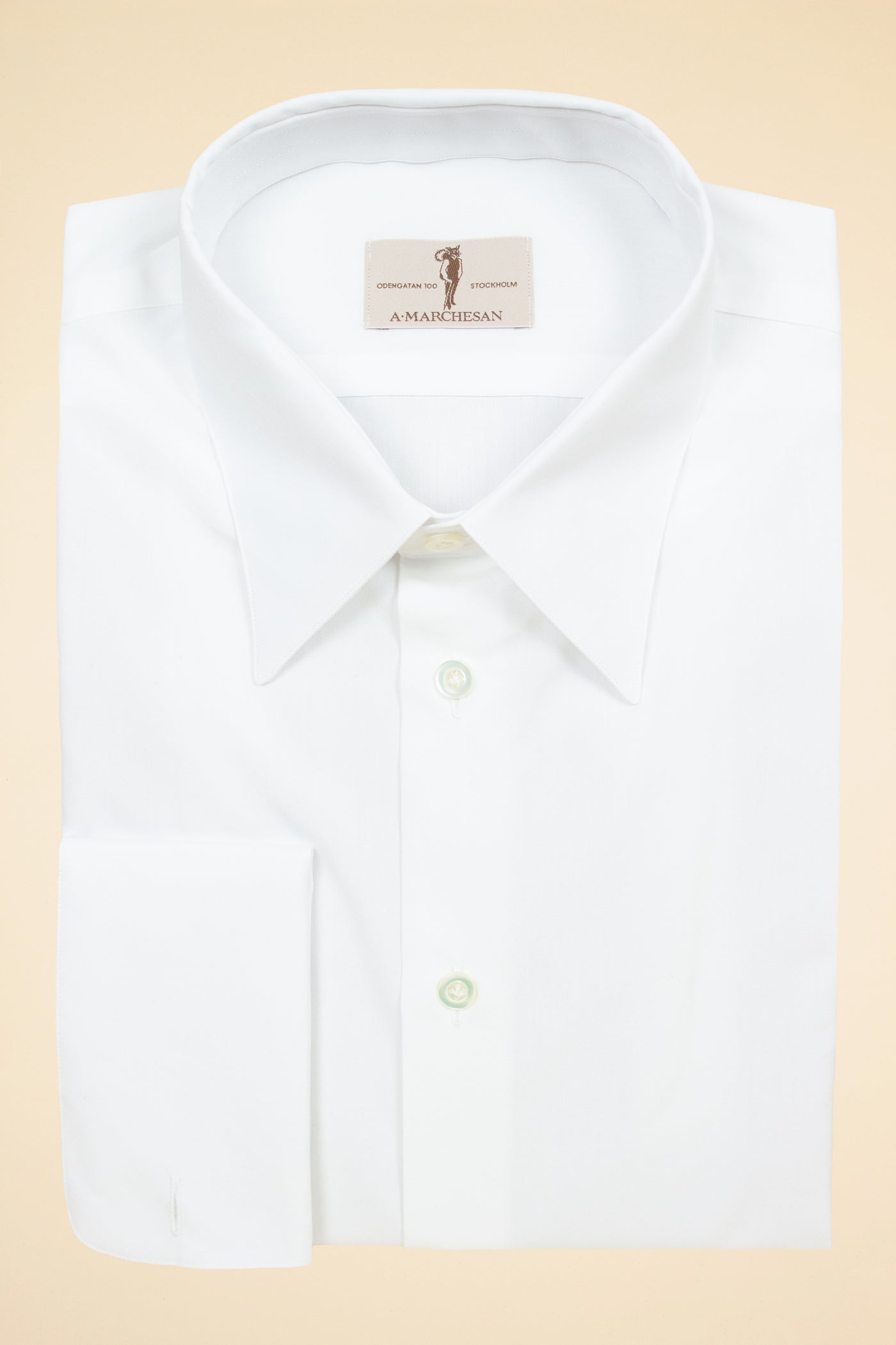 A. MARCHESAN WHITE SHIRT WITH  "AQUILEIA" COLLAR AND FRENCH CUFFS