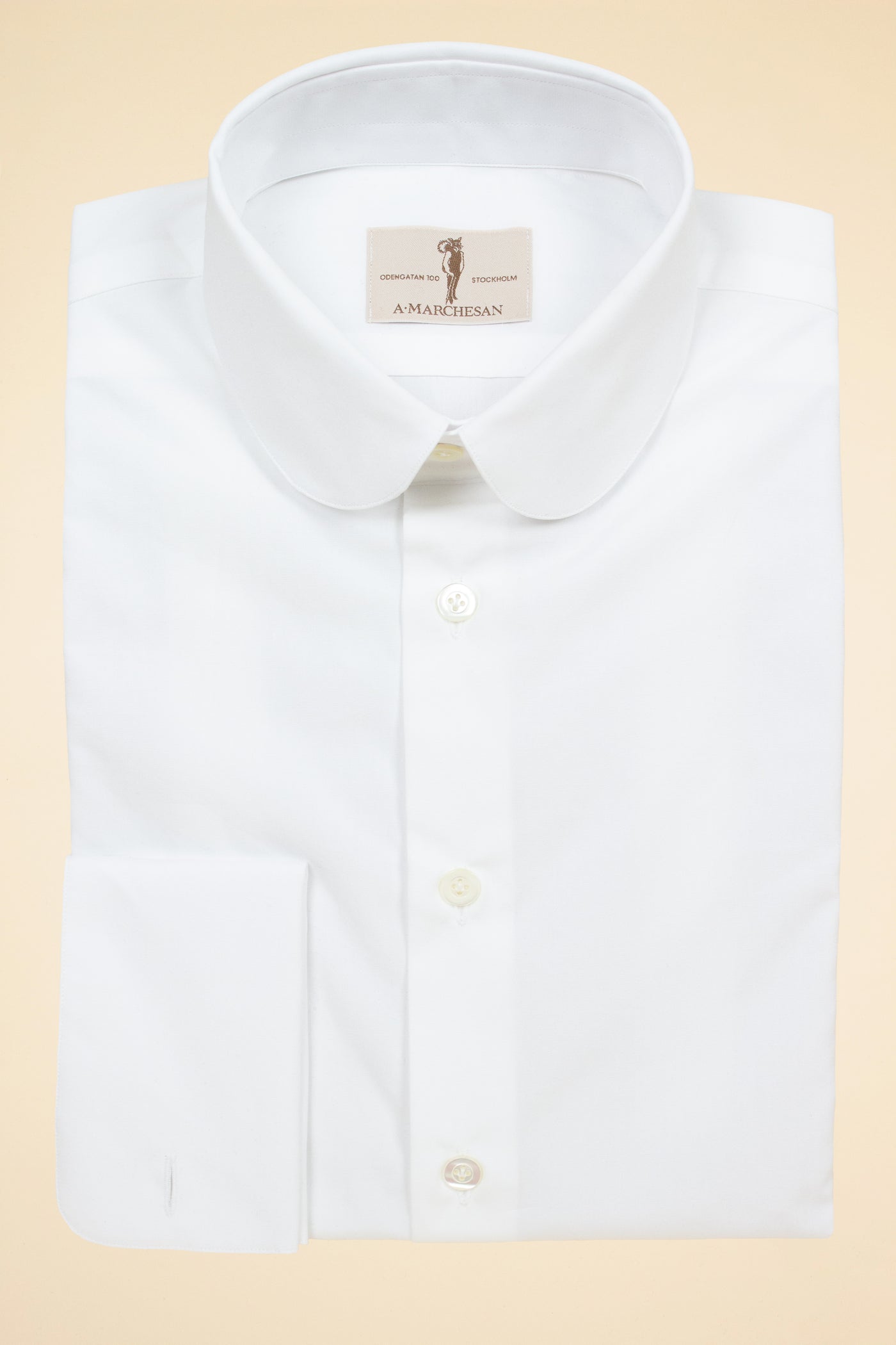 A. MARCHESAN WHITE SHIRT WITH  "LIGNANO" CLUB COLLAR AND FRENCH CUFFS