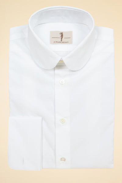 A. MARCHESAN WHITE SHIRT WITH  "LIGNANO" CLUB COLLAR AND FRENCH CUFFS