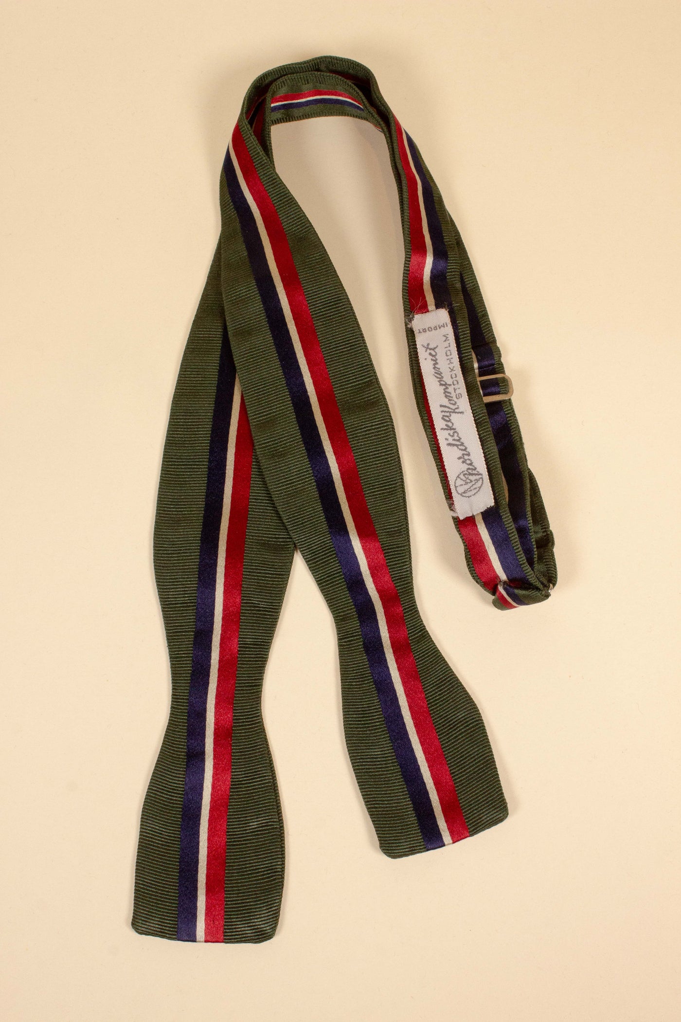 1940s/1950s green bow tie with red, white and blue stripe