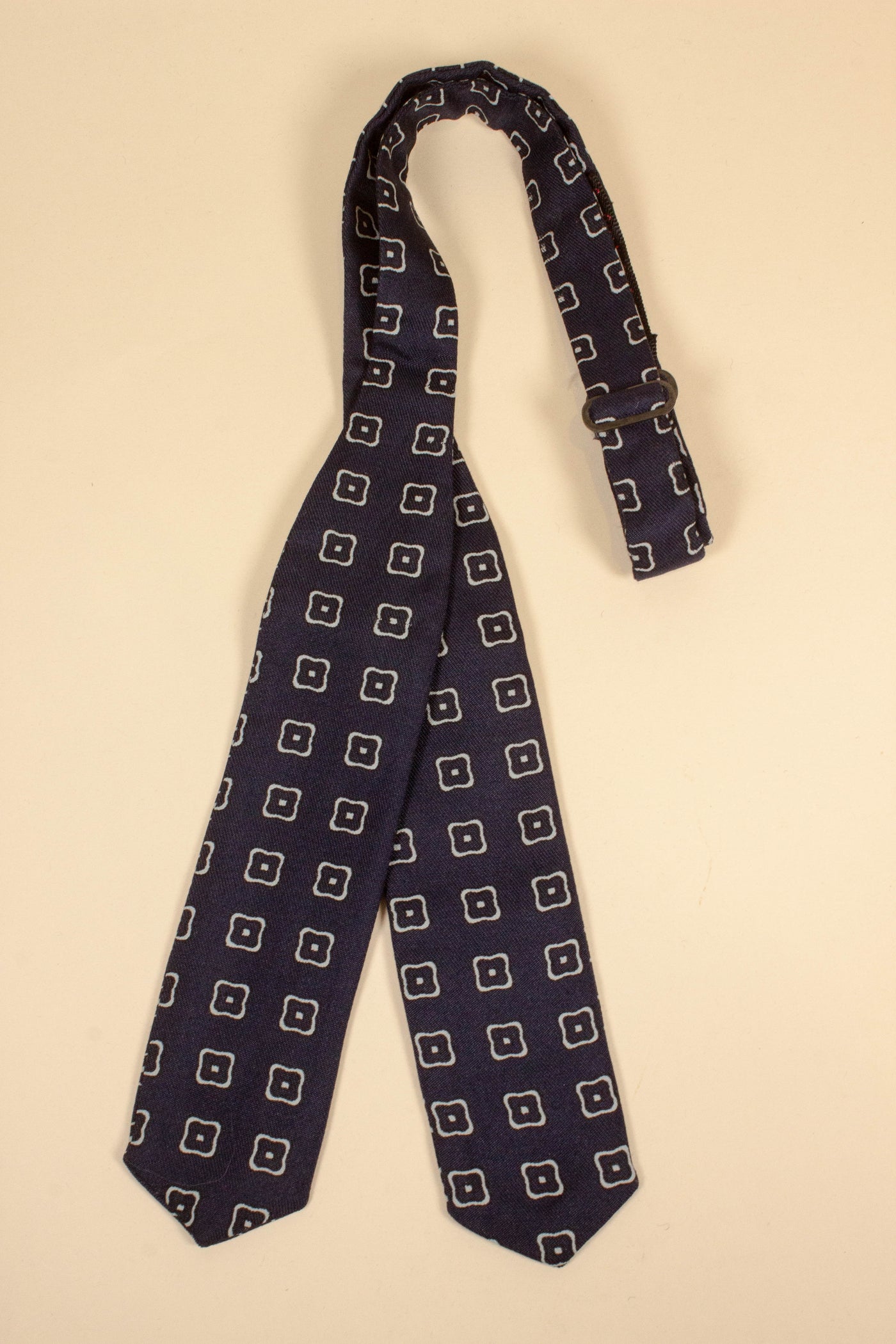 Italian dark blue bow tie with white pattern