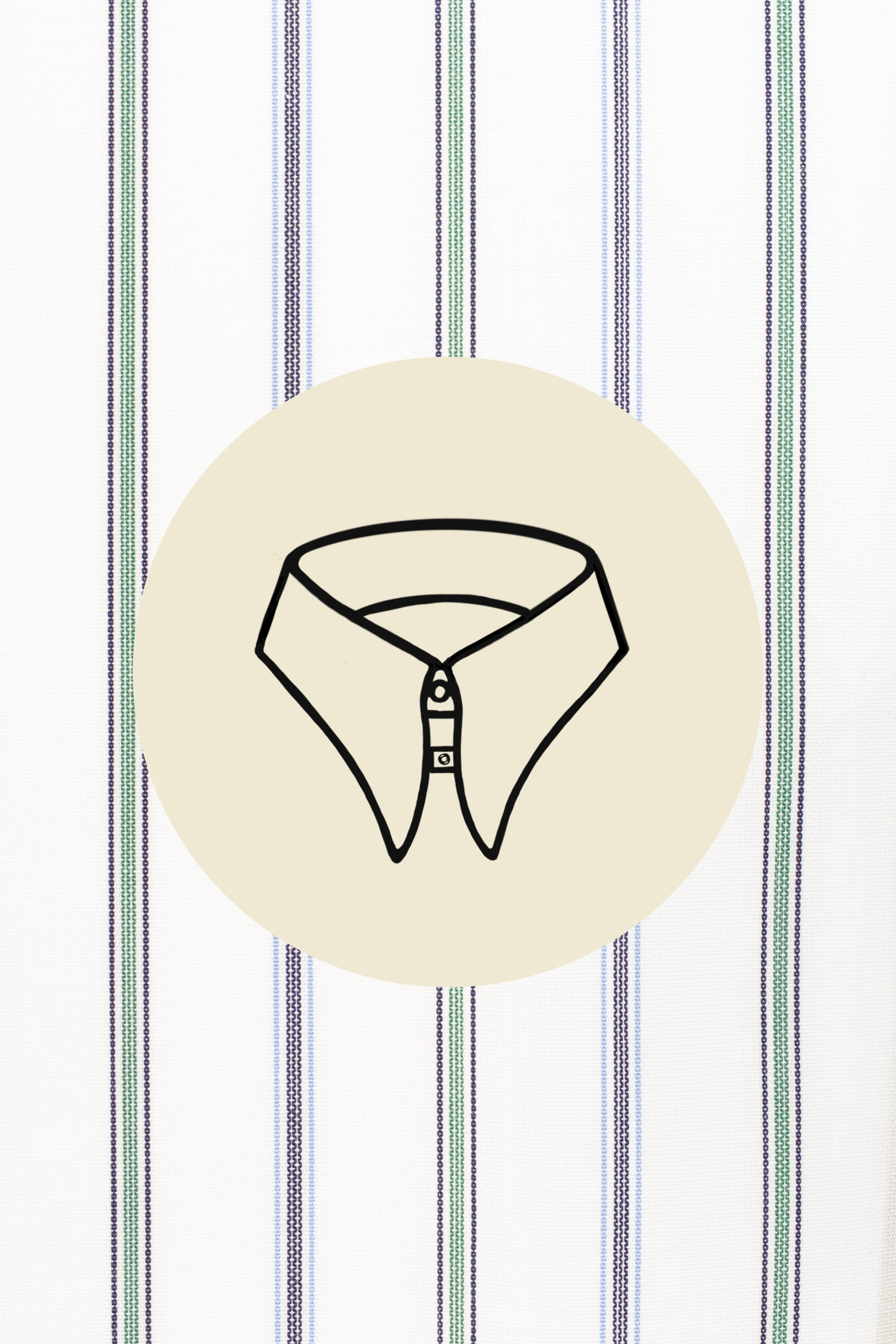Sparely green and blue stripes on white (0095) with Monfalcone tab collar
