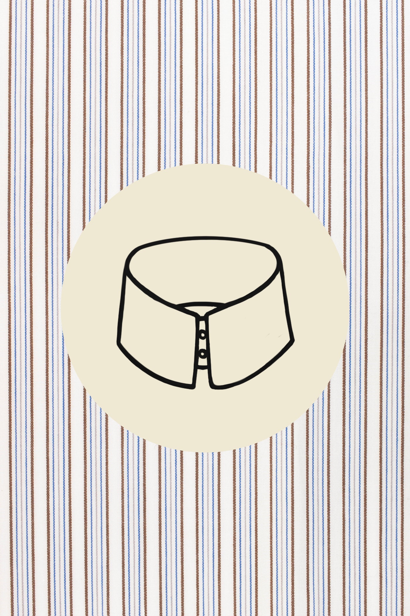 Brown, yellow and blue stripes on white (0004) with Trieste regular collar