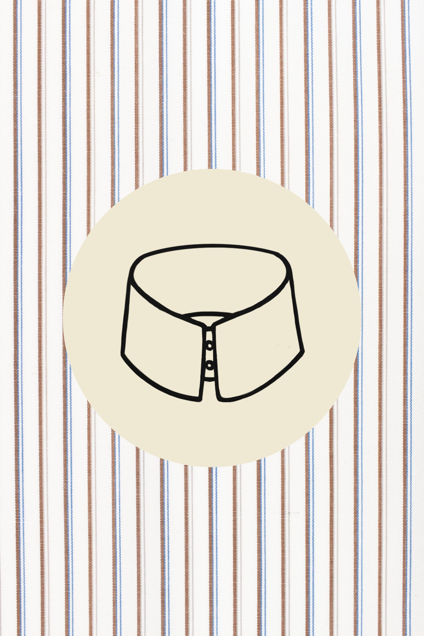 Light brown, dark brown and blue stripes on white (0017) with Trieste regular collar