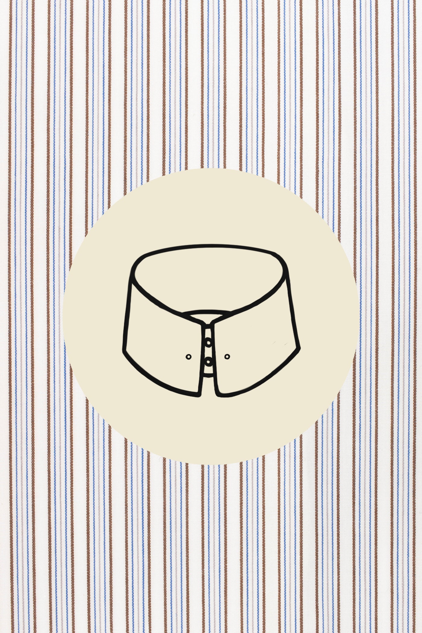 Brown, yellow and blue stripes on white (0004) with Trieste pin collar