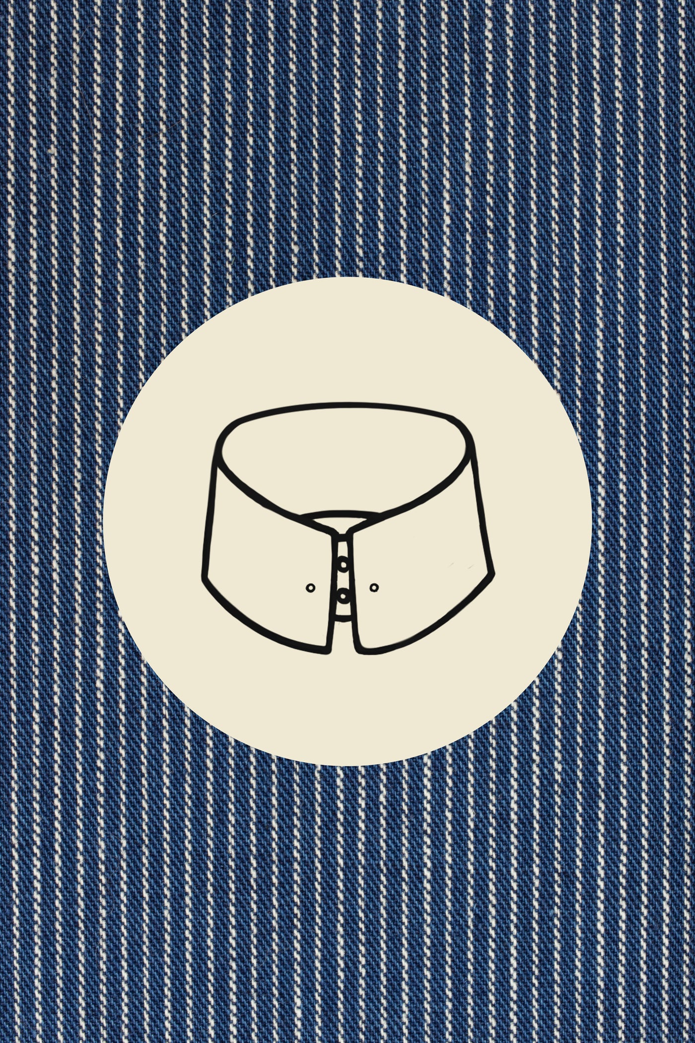 Thin white stripes on dark blue denim (0055) with Trieste pin collar