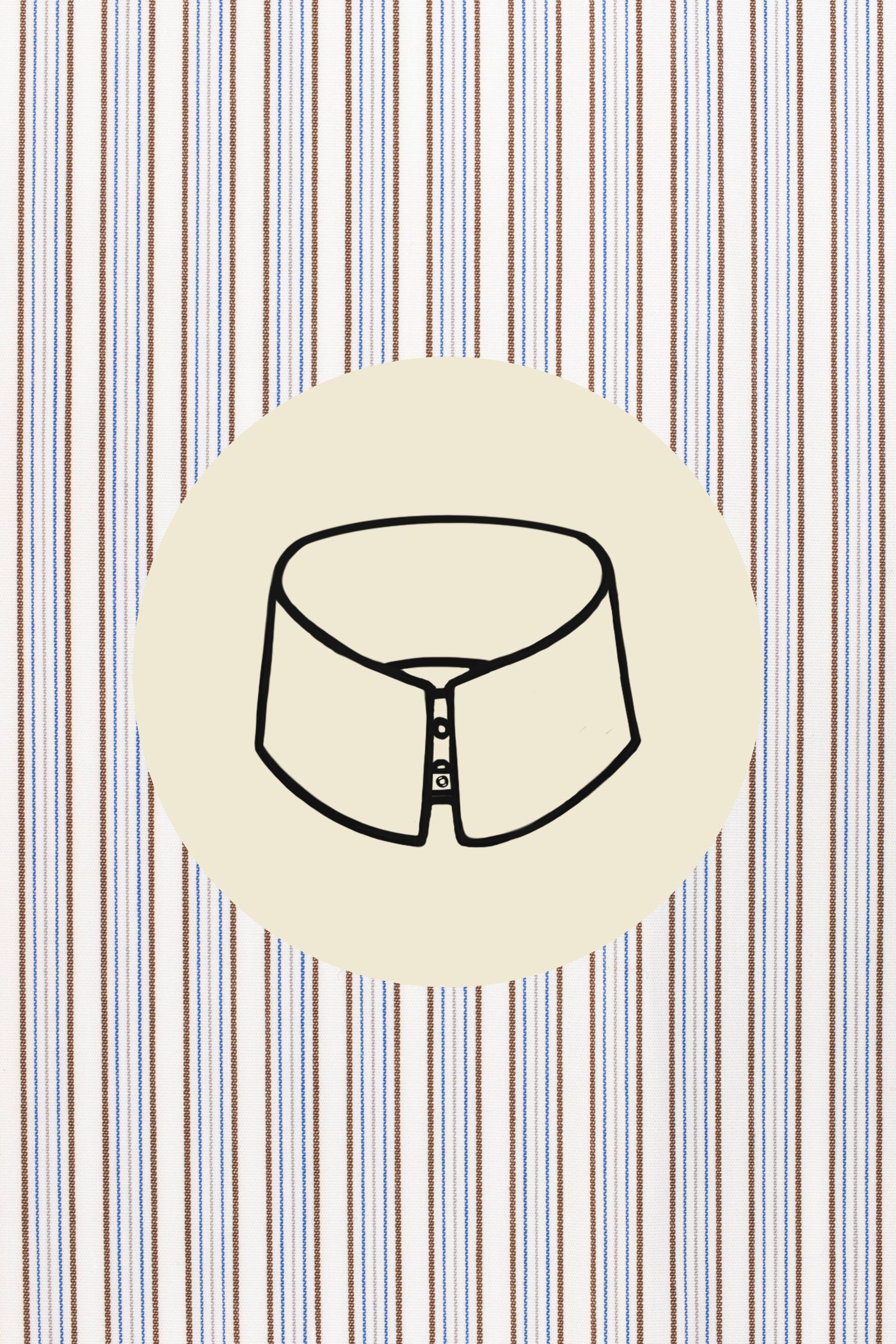 Brown, yellow and blue stripes on white (0004) with Trieste tab collar