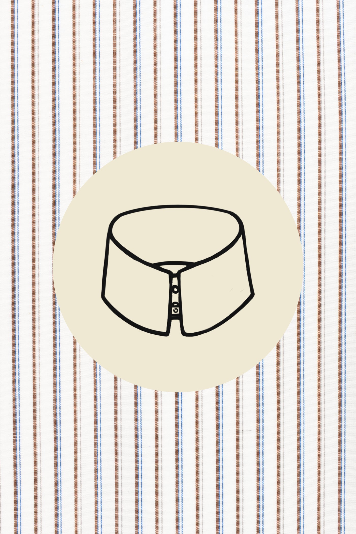 Light brown, dark brown and blue stripes on white (0017) with Trieste tab collar