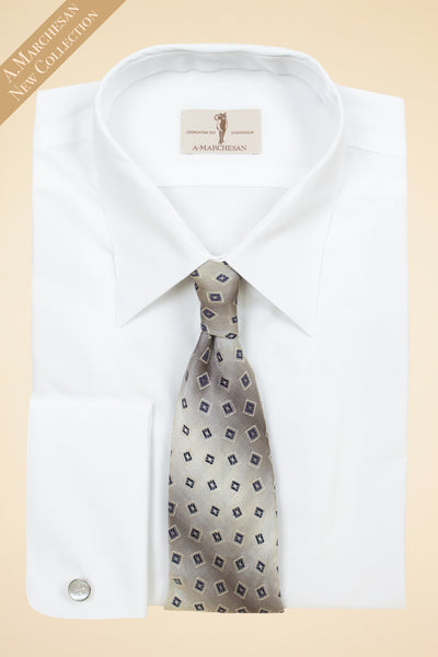 A. MARCHESAN WHITE SHIRT WITH  "AQUILEIA" COLLAR AND FRENCH CUFFS