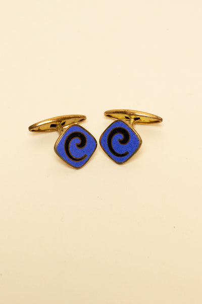 1930S DEADSTOCK ENAMELED BRASS CUFFLINKS WITH VARIOUS LETTERS