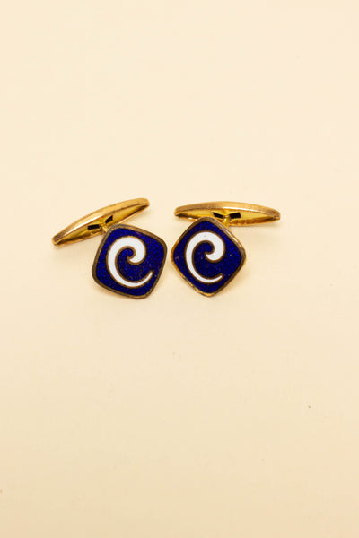 1930S DEADSTOCK ENAMELED BRASS CUFFLINKS WITH VARIOUS LETTERS