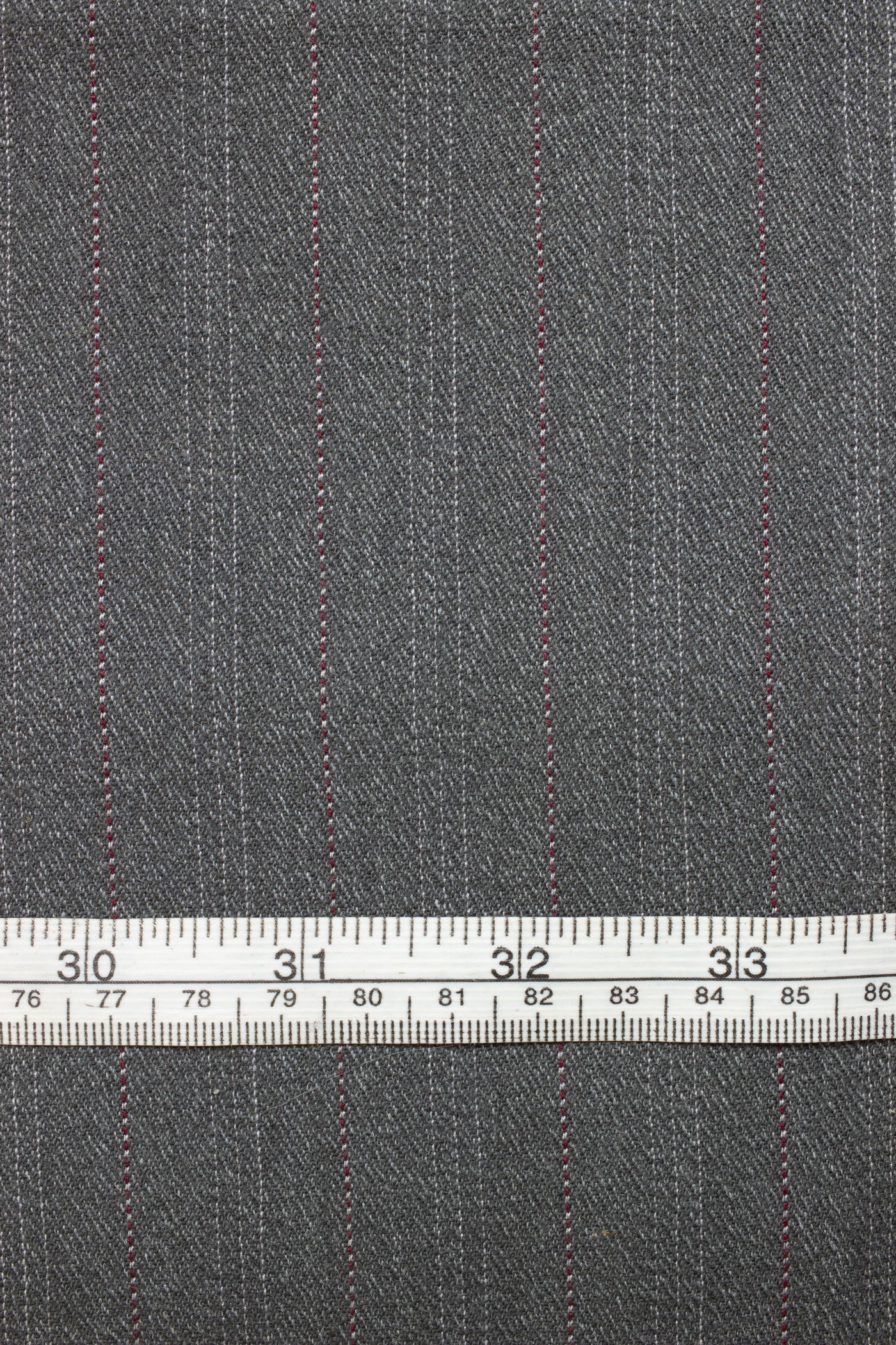 1930s/1940s mid grey striped suiting fabric. Width 156 cm