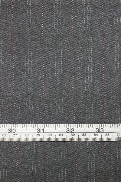 1930s/1940s mid grey striped suiting fabric. Width 156 cm