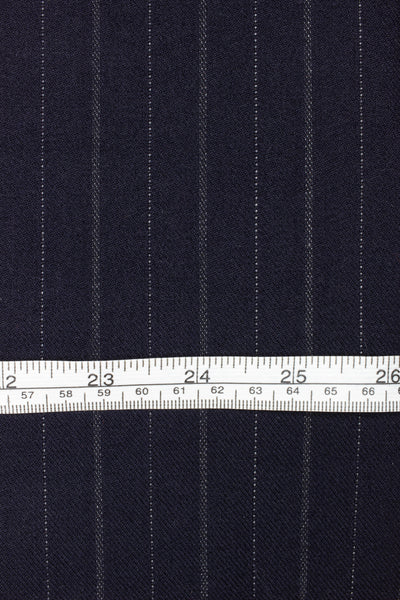1930s/1940s dark blue pinstripe/chalkstripe suiting fabric. Width 150 cm