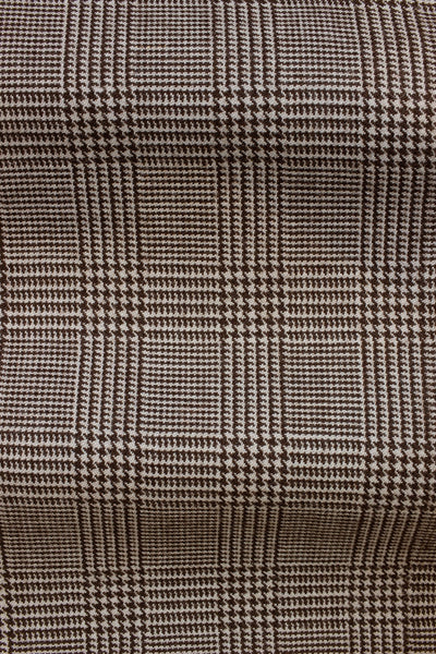 1940s/1950s dark brown prince of wales check. Width 150 cm