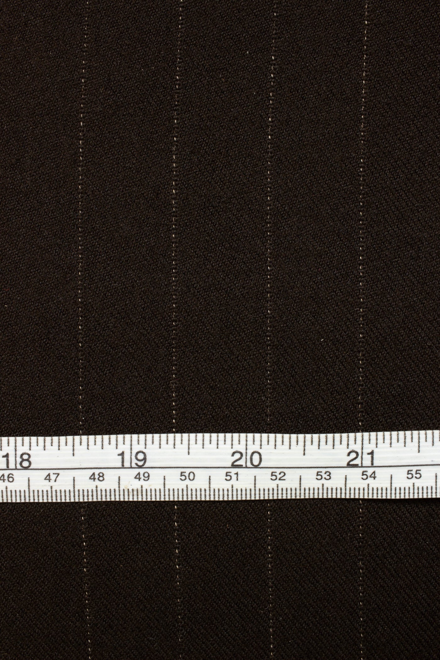 1930s/1940s dark brown pinstripe suiting fabric. Width 146 cm