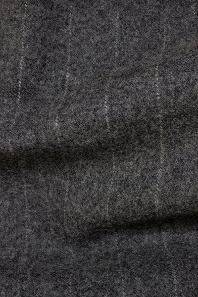 1940s/1950s charcoal pinstripe flannel suiting fabric. Width 150 cm